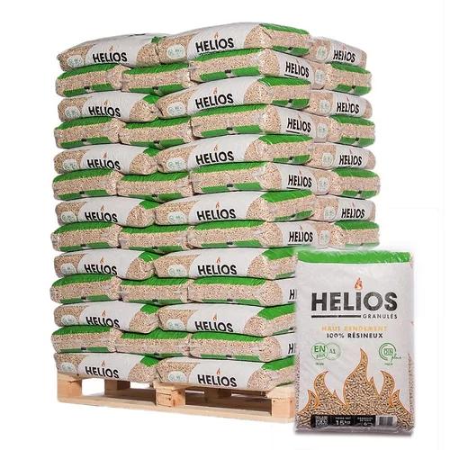 Granulés de Bois Helios – Palette de 65 sacs (15 kg chacun)
